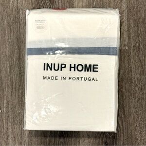 NEW INUP Home King Sheet Set White and Blue Bedding Set